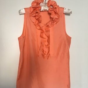 J Crew Ruffled Sleeveless Silk Blouse